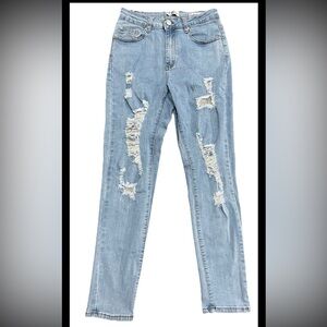 VOG Los Angeles Women Jeans 5/6 Blue Cotton Blend Sexy Curve Denim (0338)